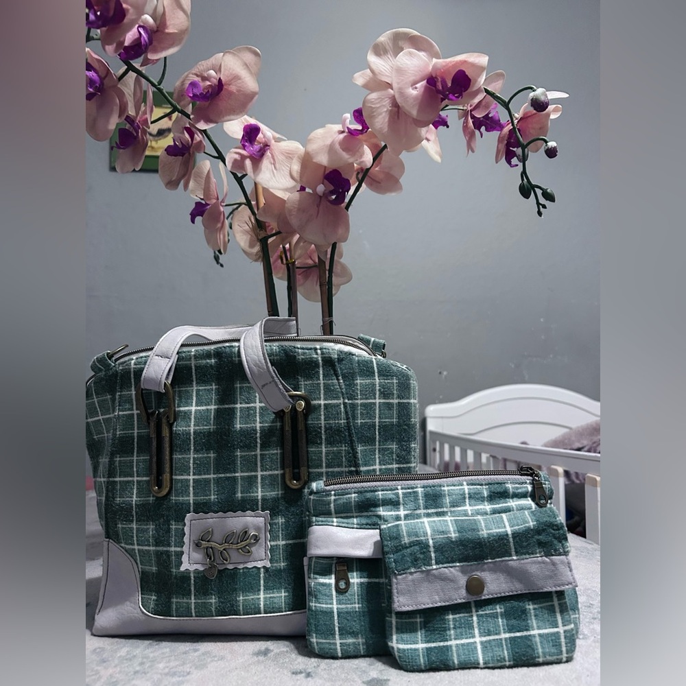 Green Plaid Women's Bag Set
